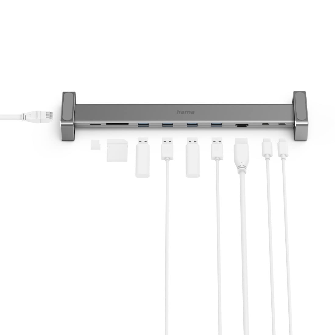 Hama 200103 9-in-1 USB-C Docking Station for 4x USB-A, USB-C, HDMI, LAN, SD and MicroSD