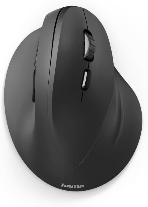 هاما ماوس لاسلكي عمودي مريح "EMW-500" 182699، 6 ازرار، اسود - (عبوة من قطعة واحدة)، USB