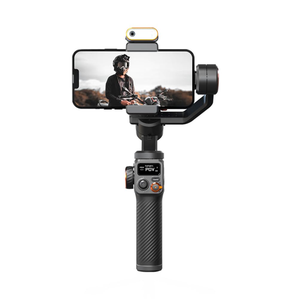 Hohem iSteady M6 Kit Gimbal Stabilizer for Smartphone 3-Axis with Magnetic Fill Light AI Vision Sensor for iPhone Android with 0.91-inch OLED Display Max Payload 400g,ideal for youtube vlog TikTok