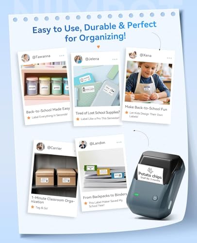 NIIMBOT B1 Label Maker with Auto Identification,2 Inch Bluetooth Portable Label Printer Easy to Use for Office, Home, Business (with 2x1.18 inch Label)