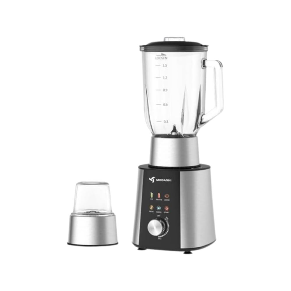 MEBASHI 2-in-1 Blender, 1.5 L, 1200 W, Black Steel, Glass Jar (ME-BL2000)