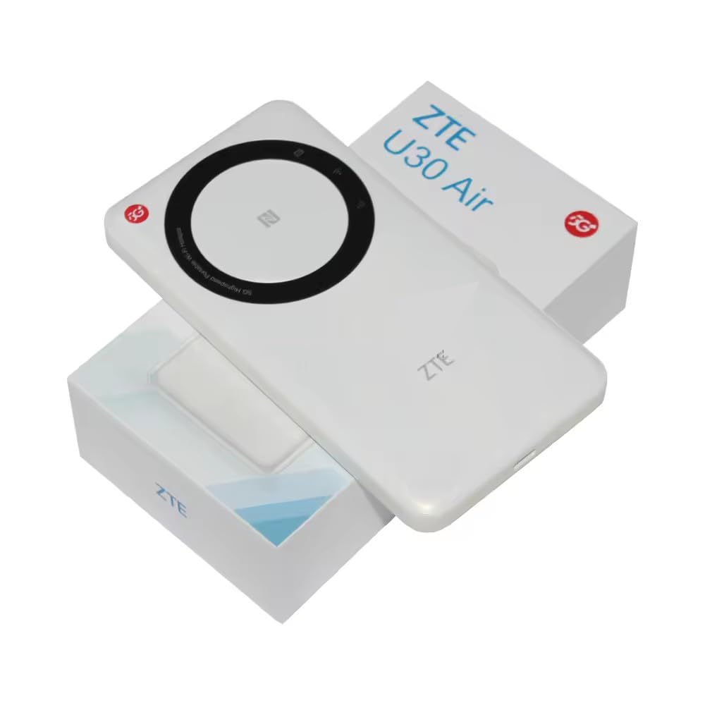 ZTE 5G Portable WiFi Mobile Router U30 Air,Intelligent Dual Network up to 650Mbps NFC One Touch Connect 4500mAh Large Battery Unlock Global version White