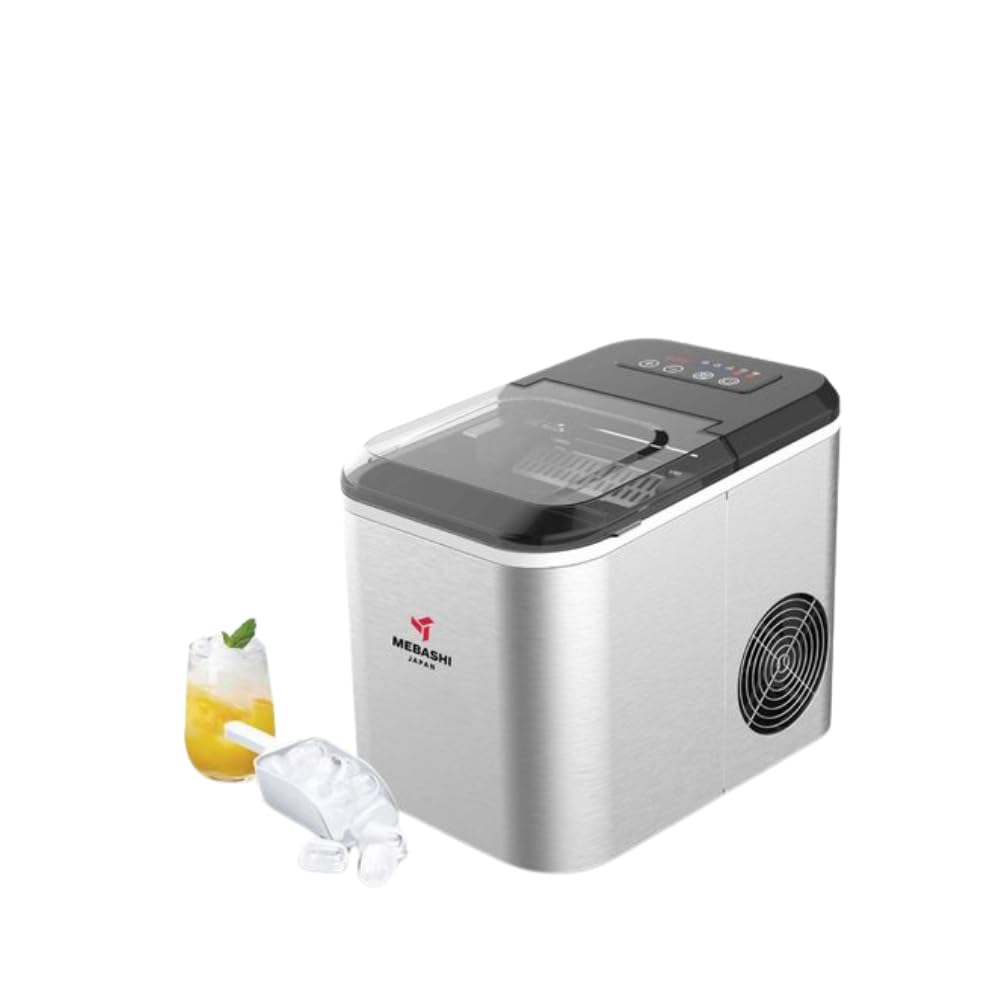 MEBASHI 1.6L Ice Maker, 12kg/24hrs Capacity, Small/Large Ice Sizes, Silver (ME-ICE1600)(130W)