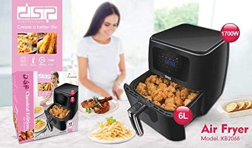 DSP Air Fryer 6 Litre 1700W Black Model KB2066-1 Year Full Warranty.