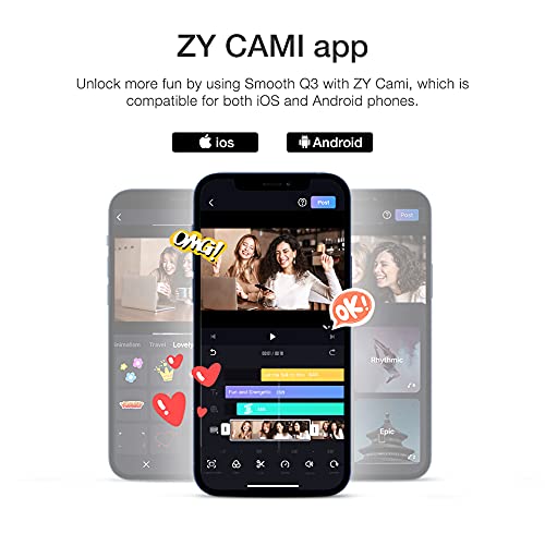 ZHIYUN Zhi yun Smooth Q3 Smartphone Gimbal Stabilizer Handheld 3-Axis with LED Fill Light Grip Tripod Vlog Compatible with iPhone 12 11 PRO MAX X XR XS Android with Gesture Control