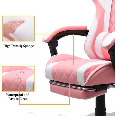 Gamax Gaming Chair Model 1-LT001L with Linkage Function Armrest & Retactable Footrest - White-Color may vary