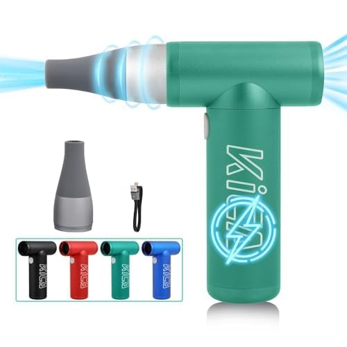 Kica Electric Dust Blower - Jetfan, Mini Air Duster, Portable Dust Blower, PC Vacuum Cleaner with Nozzle for Laptop/Sofa/Car Air Dust Cloth, 4 Speed Settings, 86000 rpm, Blue
