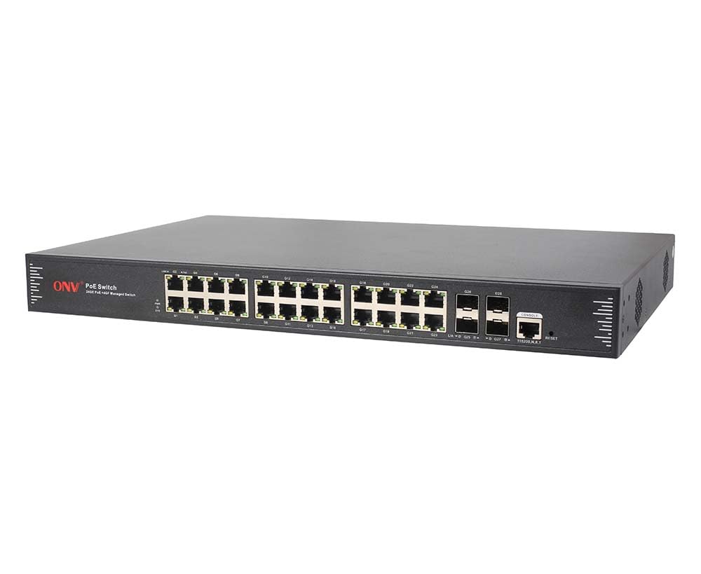 ONV Gigabit 28-port L2+ managed PoE switch POE33028PFM-at