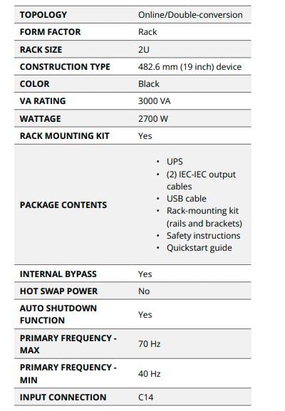 وحدة تزويد الطاقة المستمرة UPS التفاعلية ايتون 9E3000IR 2700W/9E UPS 3000 فولت أمبير, الإدخال: C20، المخرجات: (6) C13, (1) C19, Rack, 2U