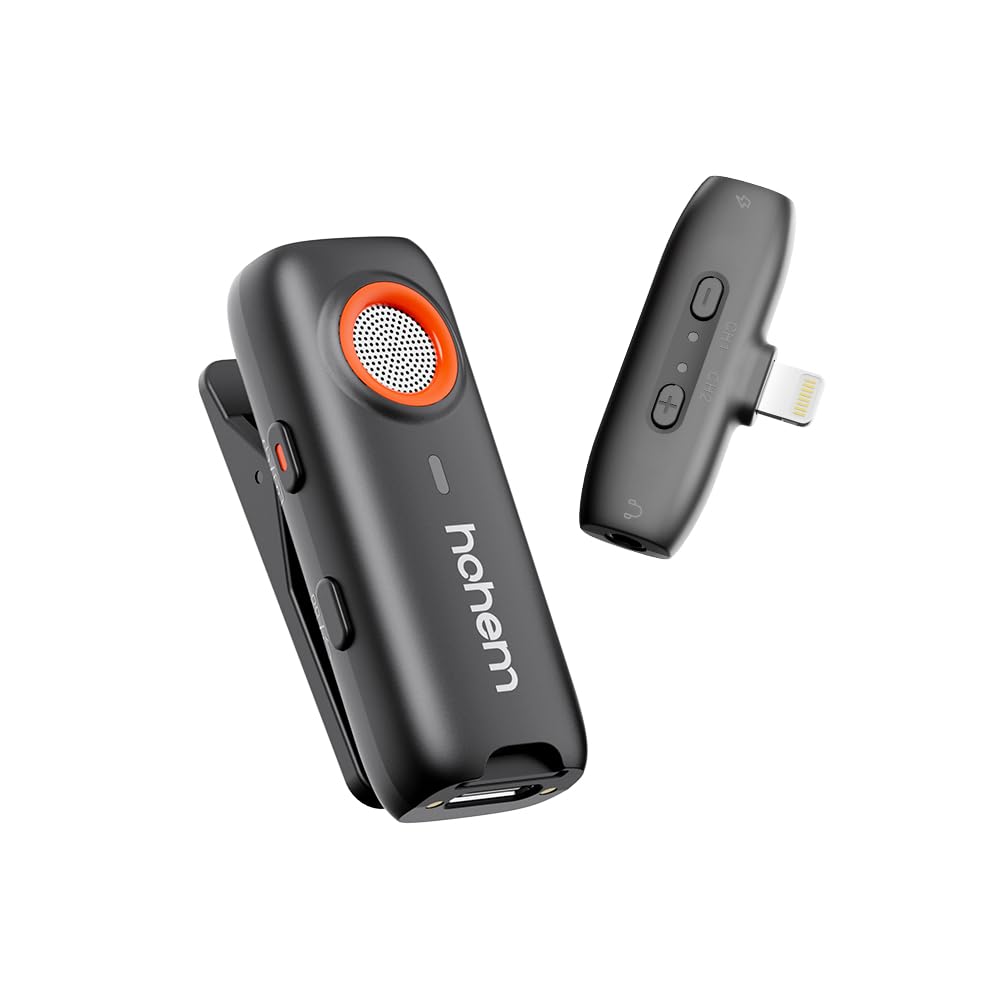 Hohem Wireless Lavalier Microphone MIC-01 for Type-C Port, with DSP Noise Cancellation, Remote Control, TF Card Slot and 20 Hour Runtime for Live Streaming, Interviews and Video Recording
