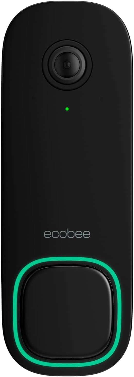 Ecobee Smart Video Doorbell Camera (Wired) - Industry-Leading HD Camera, Smart Security, Night Vision, Person and Package Sensors, Two-Way Talk, Video and Photo Recording