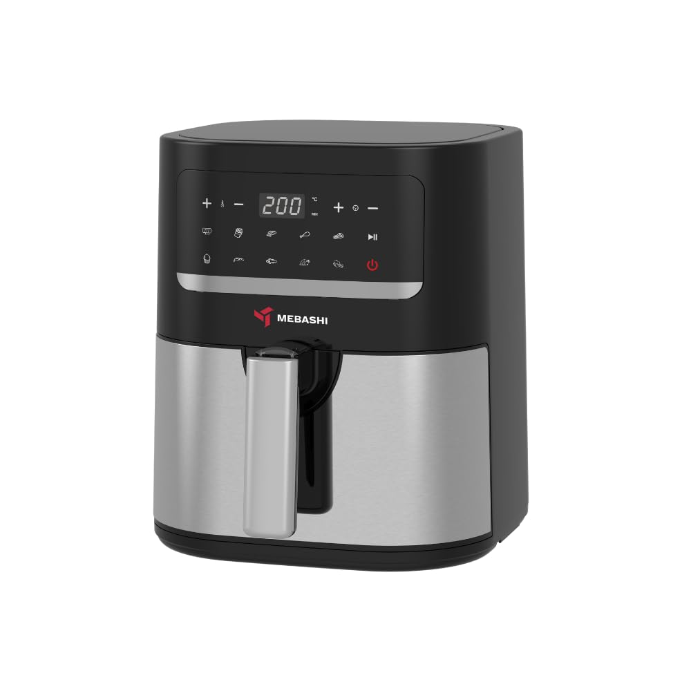 MEBASHI Air Fryer, 1600W 4.5L Capacity, Air Fryer Digital Display, 10 Pre-Set Cooking Programs, Non-Stick Coated Pot, Black Steel (ME-AF984)