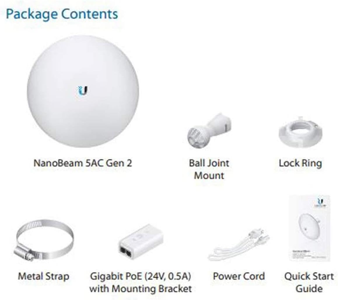 Ubiquiti Networks 2 PACK NBE-5AC-GEN2 NanoBeam ac Gen2 airMAX ac CPE with Dedicated Management Radio