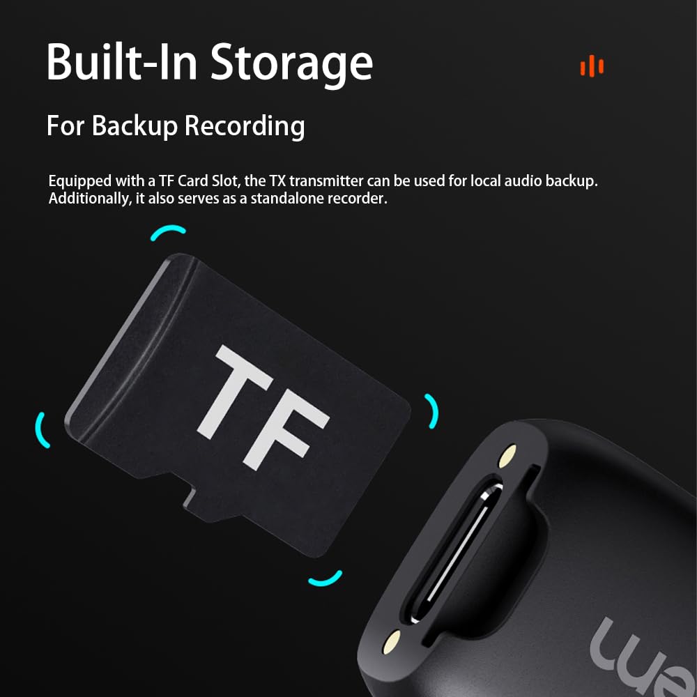 hohem MIC-01 Wireless Lavalier Microphone for Android Phone Camera Laptop,3-Level Noise Cancelling Shutter Control Built-in TF Card Slot 48KHz 16Bit, Magnet Lapel Mic for Vlog Interview TikTok Live