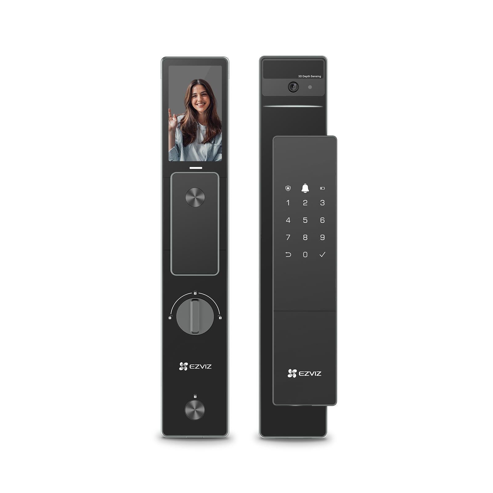 EZVIZ Smart Lock DL50FVS, 7-in-1 Smart Door Lock, 3D Face Recognition Door Lock, Built-in 8GB storage, Night Vision, Active Intercom, App Control, Free Installation (Black, 5085 Mortise)