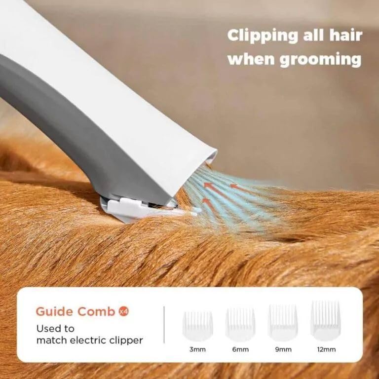Fipka Guliguli Shark Dog Grooming Kit, Dog Vacuum and Hair Dryer with 3 Heat Settings and 2 Speed Settings, Dog Clippers with 7 Tools Pet Hair Remover for Shedding, Low Noise with Display