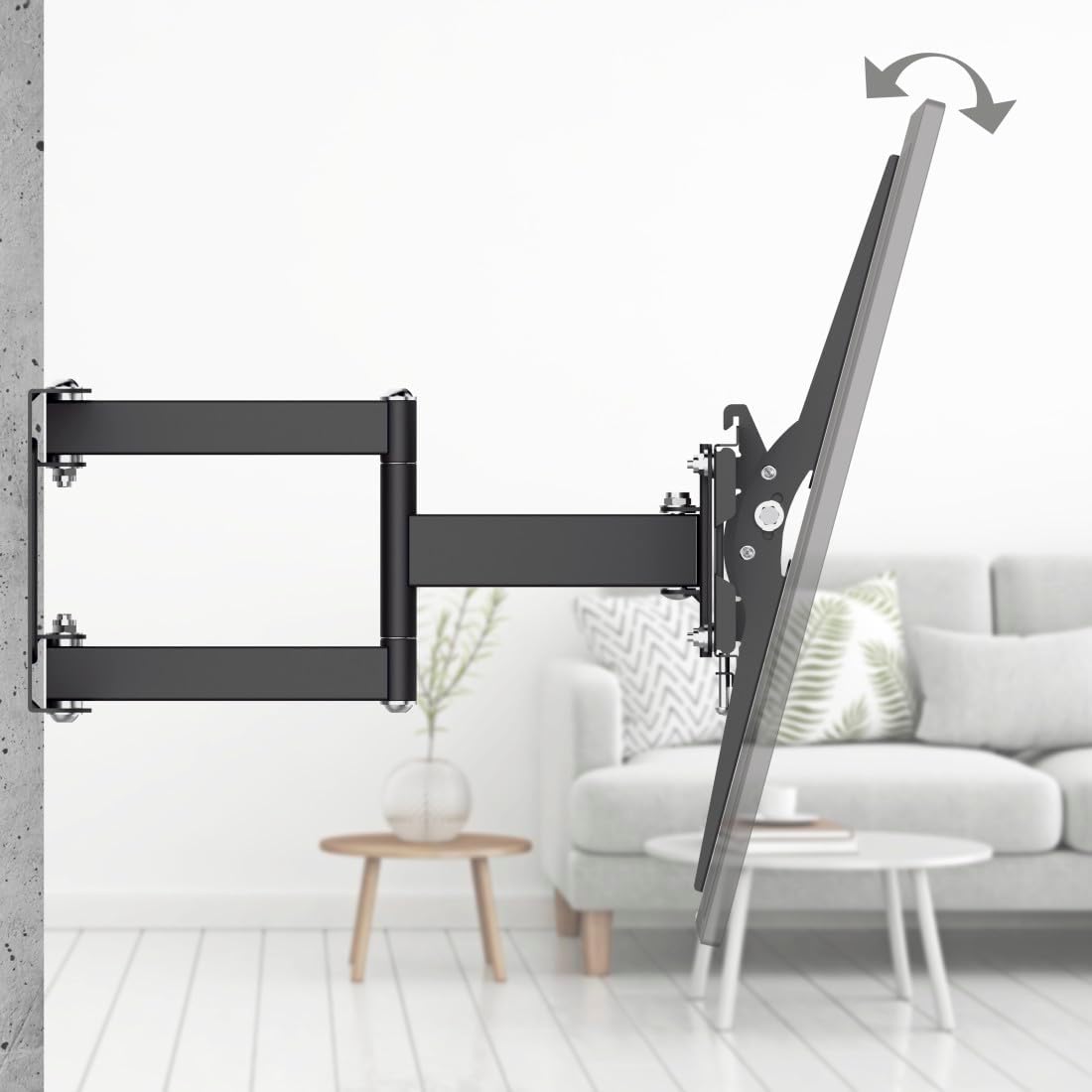 Hama 220830 Fullmotion Tilt TV Wall Bracket, 165 cm Size, 40 kg Capacity, Black