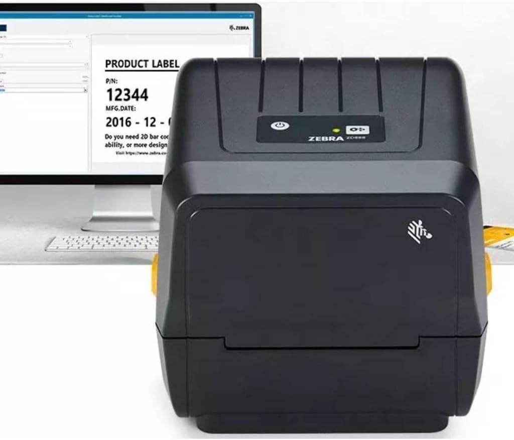 Zebra [ZD-220T] Direct Thermal Transfer Barcode Printer | 203 DPI Resolution | 4-inch Print Width | USB | Office Labels | Shipping Labels | Jewelry Labels | Clear Label