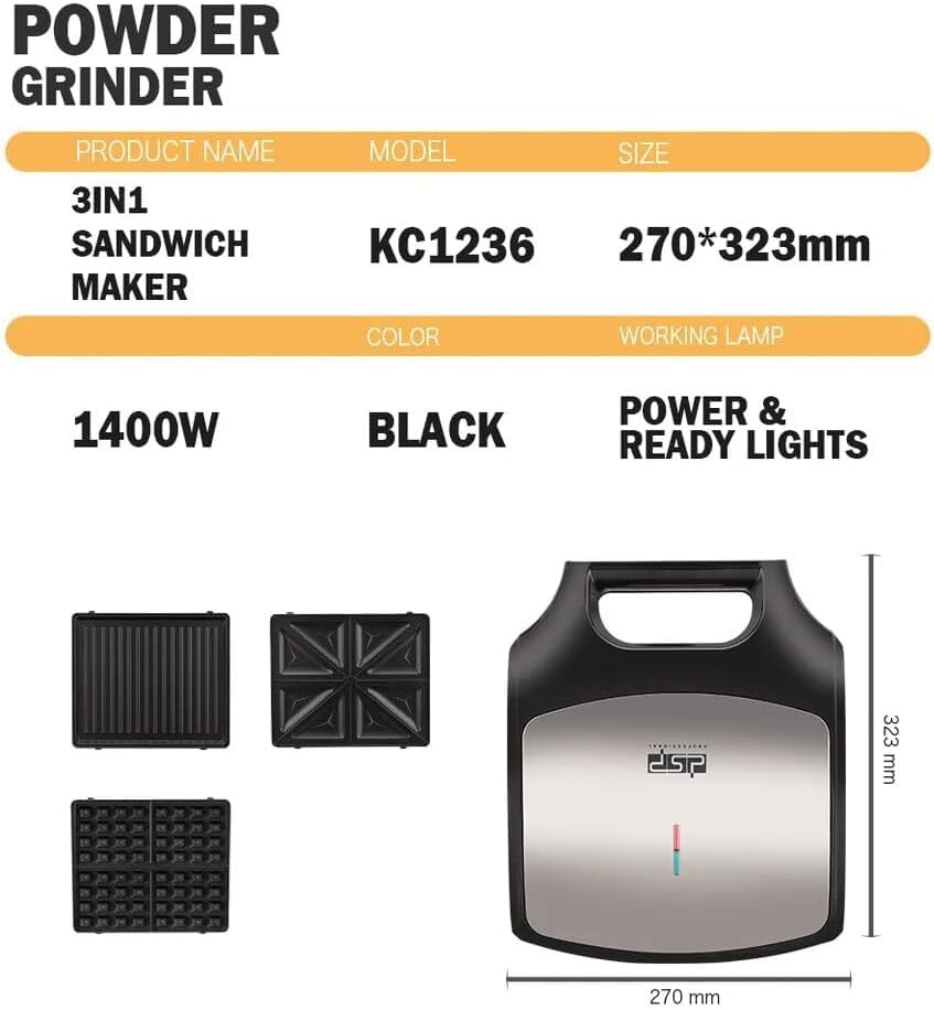 DSP 3-in-1 Waffle Maker 1400W KC1236