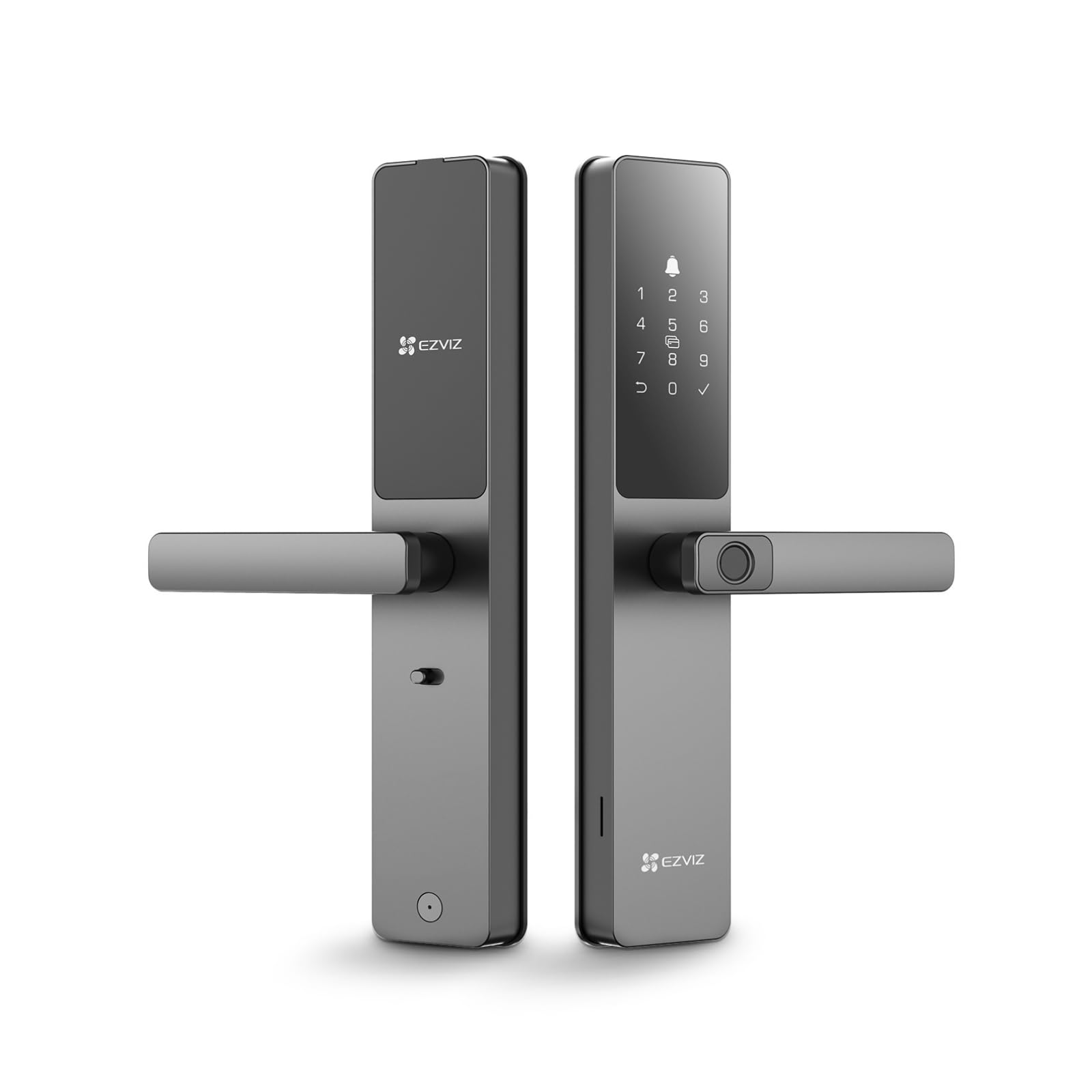 EZVIZ Smart Lock DL05, 7-in-1 Keyless Entry Door Lock, with Fingerprint Access, Multiple Unlock Options, Instant Alerts, Weather-Resistant, Child Safety Privacy Control (DL05-Grey, 6068 Mortise)