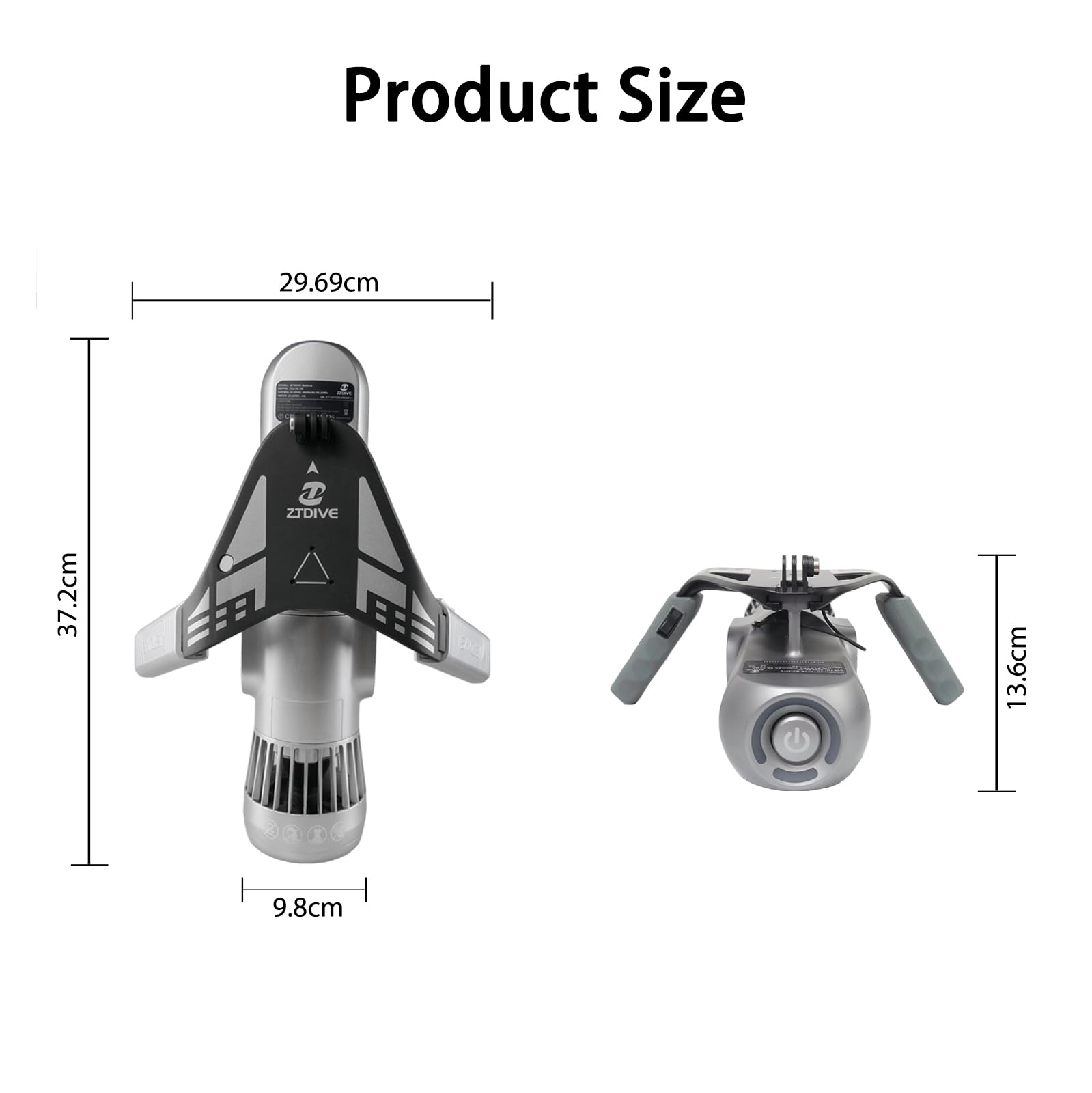 Underwater Scooter Jetdive, Sea Under Water Scooter with Grip & Action Camera Mount, 3-Speed, 1h Working Time for Scuba, Free-Diving, Snorkeling, Pool, Adults/Kids
