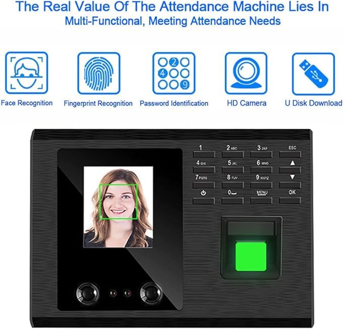 ماسح بصمات الاصابع للاعمال من دي تريل، نظام التعرف على الوجه ووقت الحضور مع شاشة TFT LCD وكاميرا بالاشعة تحت الحمراء، مسجل ساعة بيومتري USB