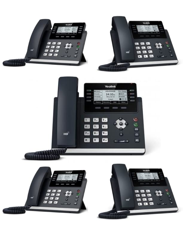 Yealink SIP-T43U IP Phone [5 Pack] 12 SIP Accounts, 3.7-inch Graphic Display, Dual-Port USB 2.0, 802.3af PoE, Power Adapter Not Included (SIP-T43U)
