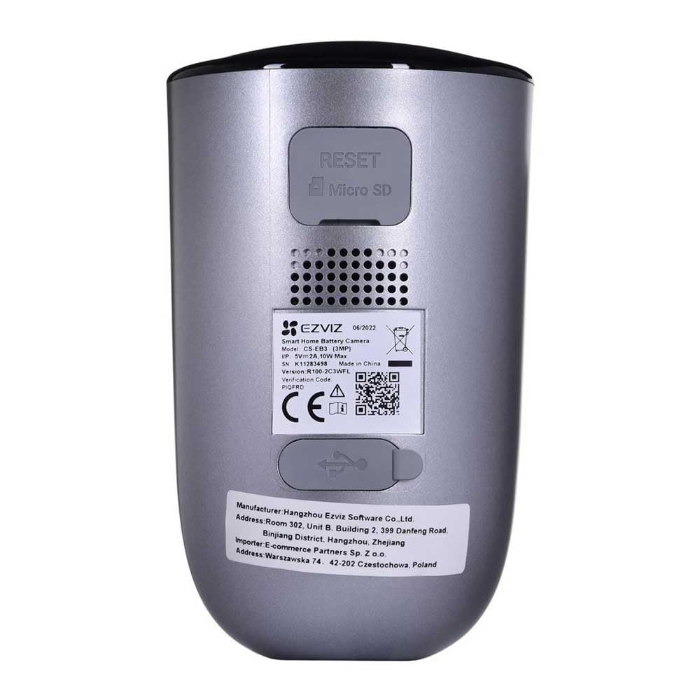 EZVIZ EB3 Battery Surveillance Camera, 2K WiFi CCTV Camera, Wireless Outdoor IP Camera with Two-Way Audio, Waterproof, Human Motion Detection Technology, 256GB Storage, Works with Solar Panel and Alexa
