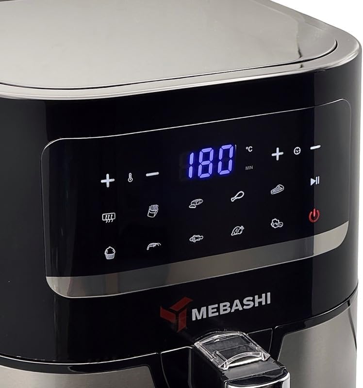 Mebashi ME-AF984 Stainless Steel Air Fryer 4.5L Capacity, LED Touch Screen, 10 Preset Settings, Easy Clean, Auto Shut-Off, Oil-Free, PTFE-Free, Dishwasher Safe, 1600W