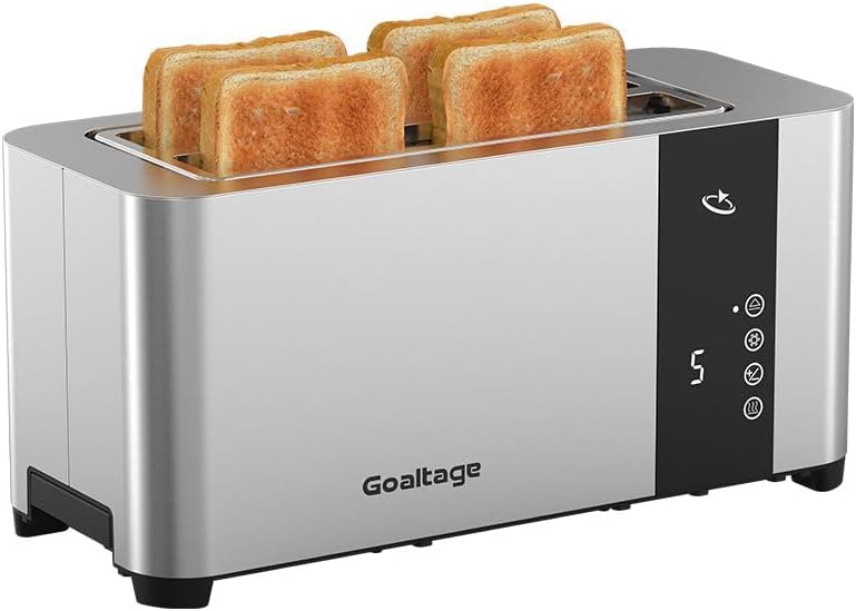 Goaltage Golden Edge TST01 Elegant Toaster, 2 Slots, 1400W, Adjustable Browning Control for Toast, Bagels, Hot Dogs & Grilled Cheese Sandwiches, LED Display, Easy Maintenance, 4 Bread Slices