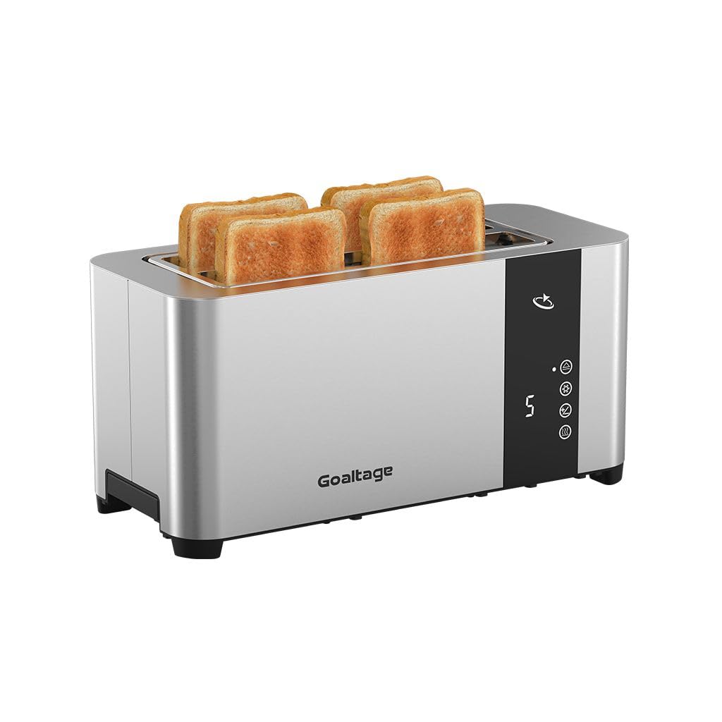 Goaltage Golden Edge TST01 Elegant Toaster, 2 Slots, 1400W, Adjustable Browning Control for Toast, Bagels, Hot Dogs & Grilled Cheese Sandwiches, LED Display, Easy Maintenance, 4 Bread Slices