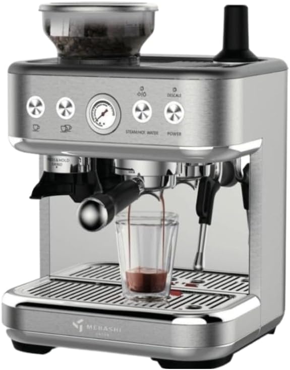 MEBASHI Commercial Coffee Machine with CF Grinder, 2.3L Capacity, 15 Bar Pressure, Stainless Steel (ME-CCM2053)(1770W)