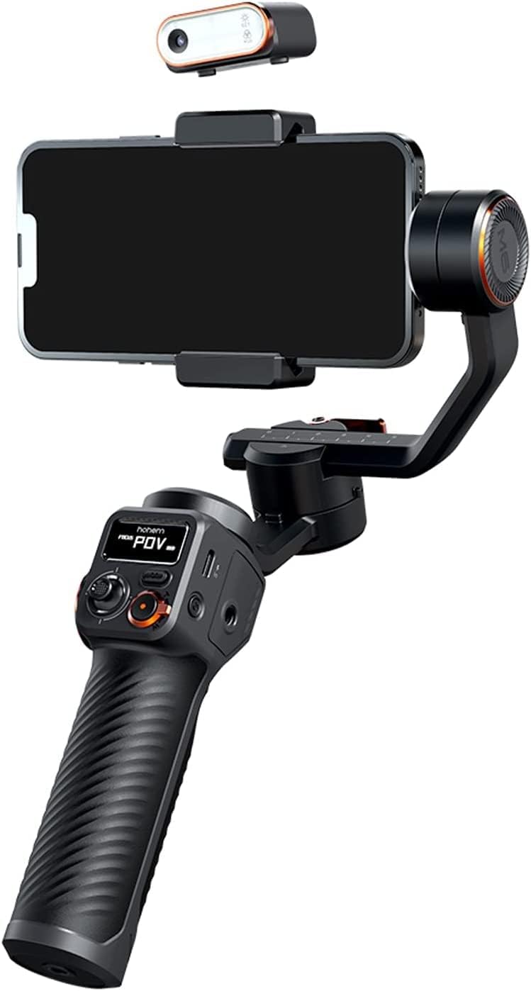 Hohem iSteady M6 Kit Gimbal Stabilizer for Smartphone 3-Axis with Magnetic Fill Light AI Vision Sensor for iPhone Android with 0.91-inch OLED Display Max Payload 400g,ideal for youtube vlog TikTok