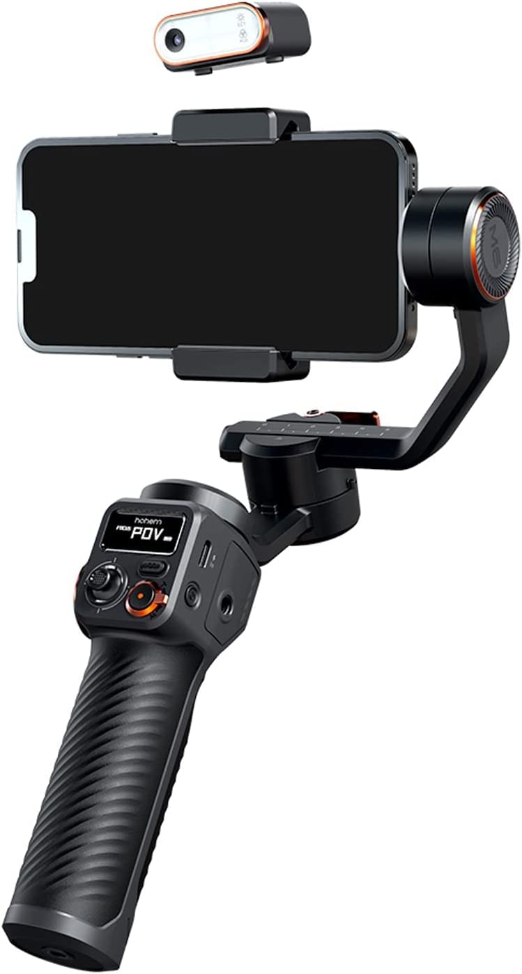 Hohem iSteady M6 Kit Gimbal Stabilizer for Smartphone 3-Axis with Magnetic Fill Light AI Vision Sensor for iPhone Android with 0.91-inch OLED Display Max Payload 400g,ideal for youtube vlog TikTok