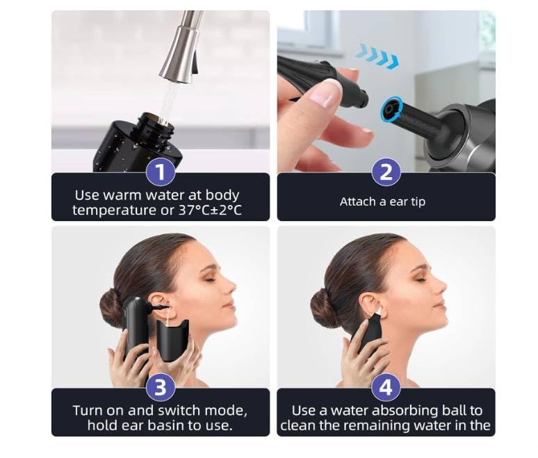Ear Wax Removal - Water Powered Ear Cleaner - Ear Cleaner Electric Ear Cleaning Kit, Ear Irrigation Flushing System,Portable fully automatic handheld ear cleaner/water-powered ear cleaner