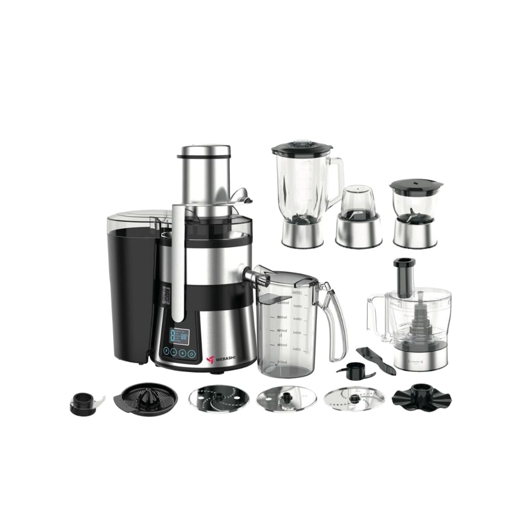 MEBASHI 11-in-1 Digital Juicer & Blender, 1.5 L,(800W) Black Steel (ME-JB2010SS)