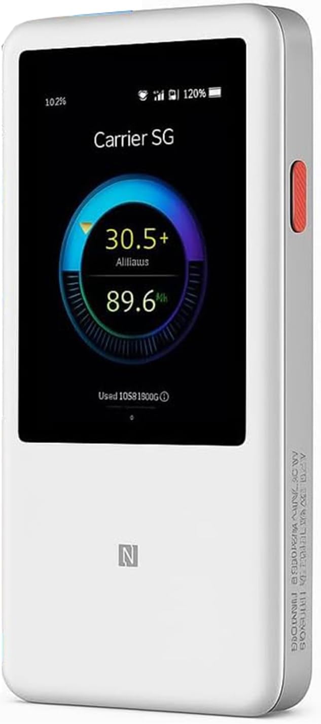 ZTE U60 Pro 5G WiFi Router, WiFi 7, 4.29 Gbps Download Speed, Snapdragon X75, 10000mAh Battery, Supports 64 Devices, 3.5-inch Touchscreen, NFC, AI-Powered