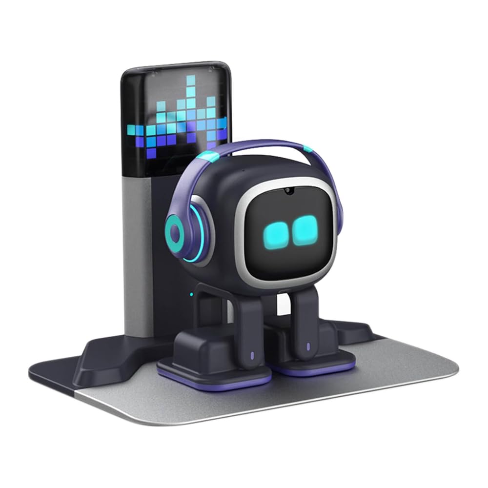 EMO Robot Desktop Pet Companion | AI-Powered Smart Robot with Voice Interaction, Smart Light & Wireless Charging Skateboard Base for Kids and Adults