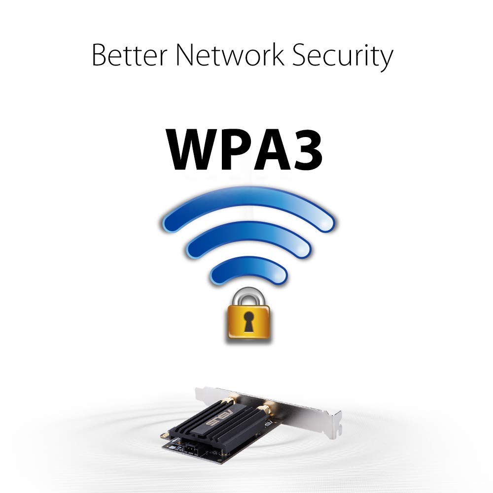 اسس محول لاسلكي AX3000 (Pce-AX58BT) الجيل التالي WiFi 6 ثنائي النطاق بمنفذ PCIe مع بلوتوث 5.0 - اوفدما، ام يو ميمو 2×2 وWpa3، اسود