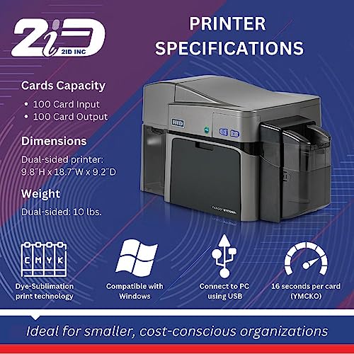 Fargo DTC1250e 050100 Dual-Sided ID Card Printer | Professional ID Card Machine for Business, Government, Student ID Cards and More