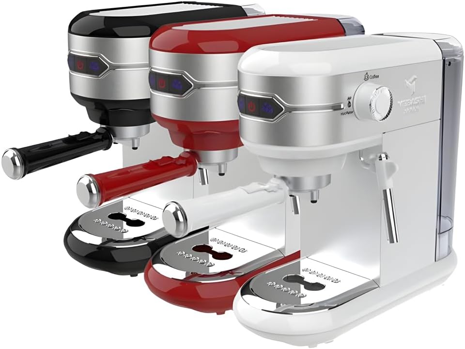 Maybashi Espresso Coffee Machine ME-ECM2026 - 20 Bar, 1 Liter, with Transparent Water Tank and One-Touch Control Panel (Red) | 1450 Watts