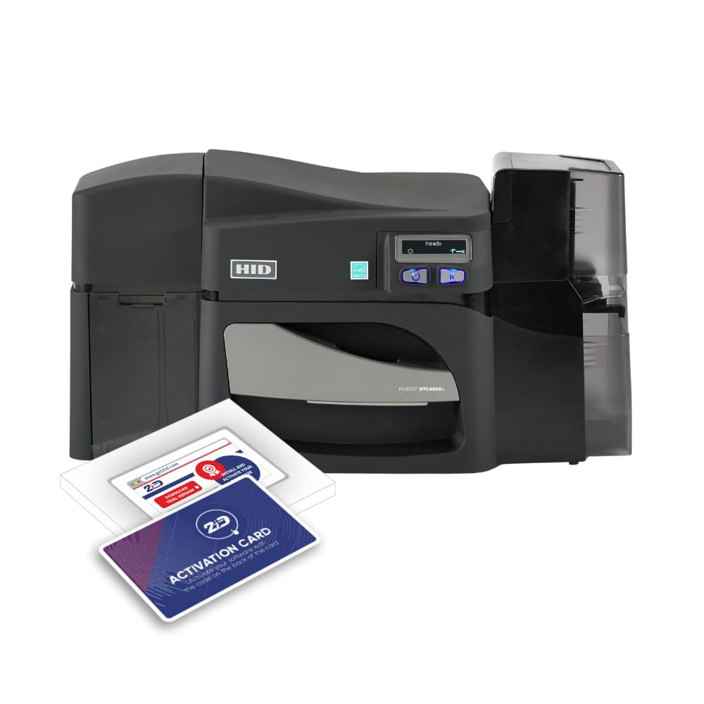 2ID- Fargo DTC4500e Dual Sided ID Card Printer | 055100 | Professional ID Card Machine for Corporate, Government, Student IDs, and More