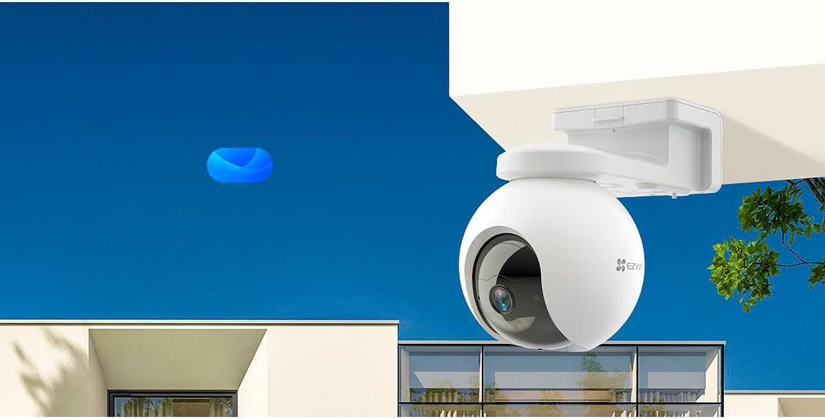 EZVIZ 2K Security Camera Outdoor Wireless, 360° PTZ Auto Tracking, Color Night Vision,WiFi Camera Surveillance Exterieur Home, Human Detection, Two Way Audio, Alexa,10400mAh, CB8 Kit with Solar Panel