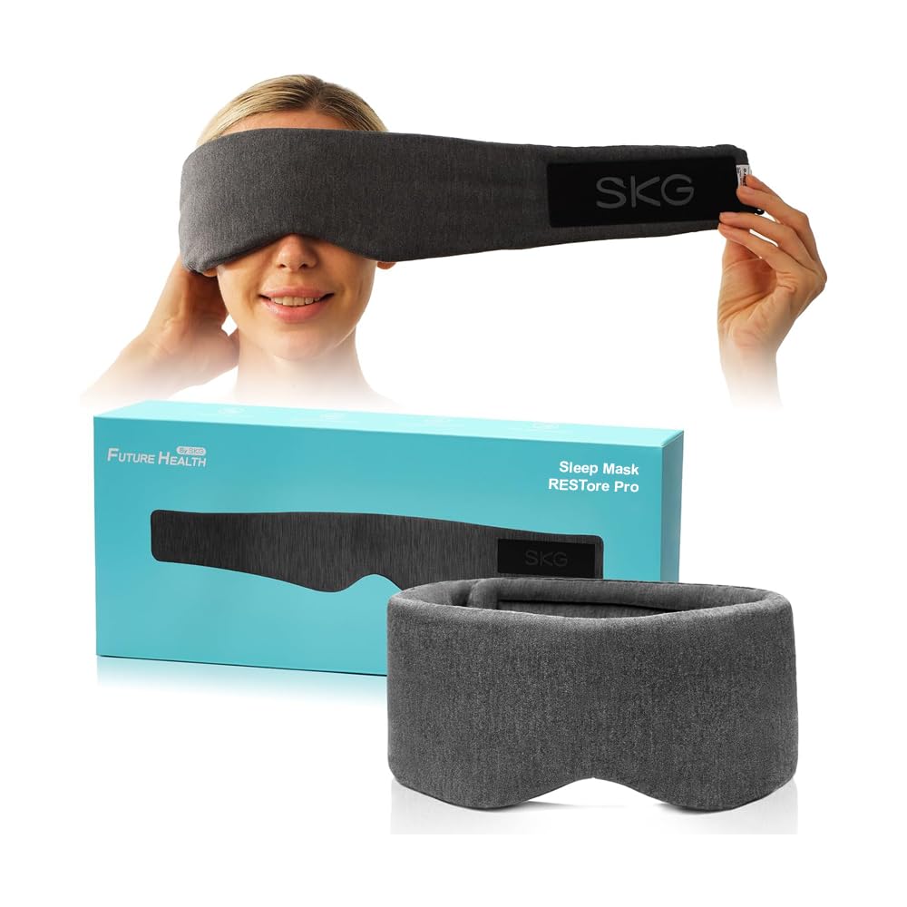 SKG Restore Pro Sleep Mask, Eye Wrap Around Design, Lightweight, Well-Ventilated Fabric, Adjustable, Lightweight, Durable Stitching