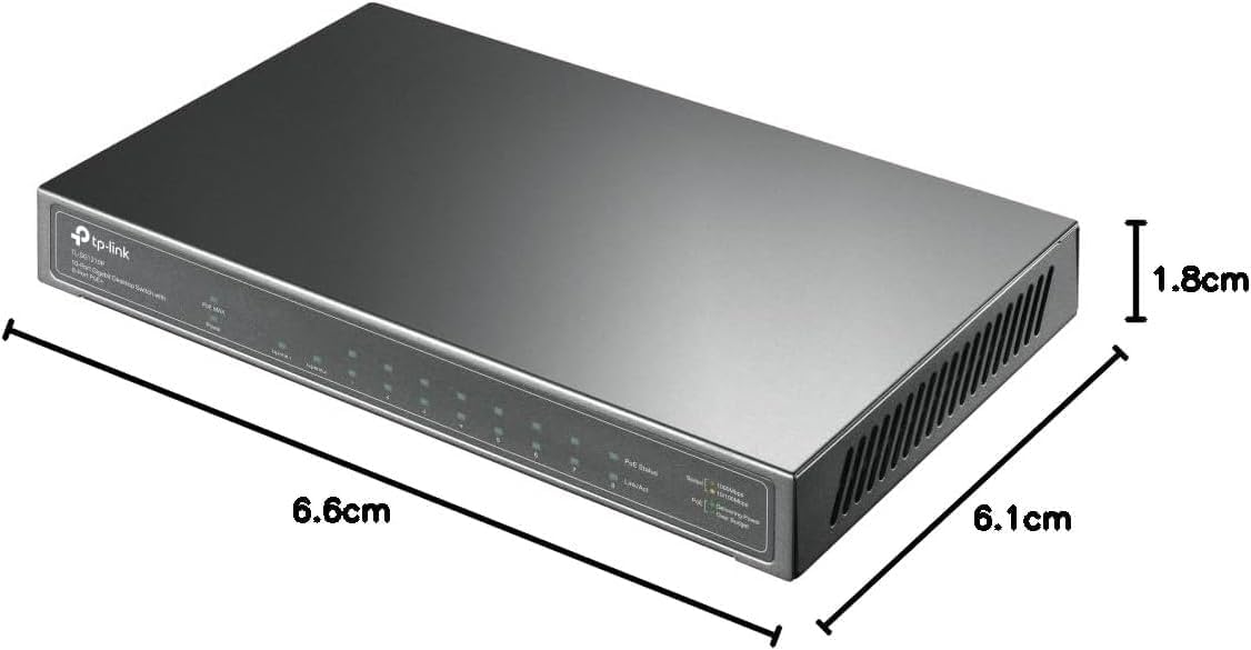 TP-Link 10-Port Gigabit Desktop Switch with 8-Port PoE+ | 9 10/100/1000Mbps RJ45 ports, 1 Gigabit SFP port | TL-SG1210P