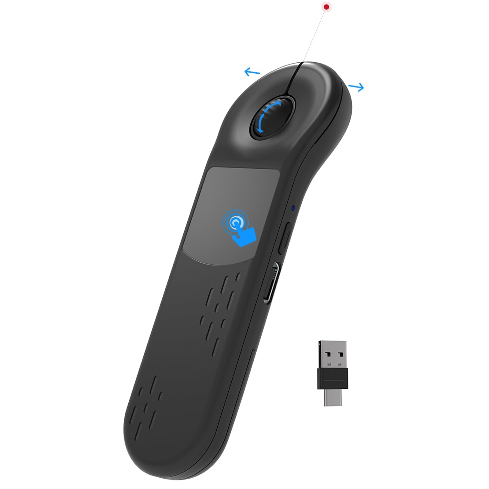 Air Mouse for PC/iOS/Android with Touchpad Rechargeable Wireless Presentation for PPT Pointer Bluetooth 2.4G Remote Control for PowerPoint/Keynote/Tiktok/Camera/Kindle App (Black)