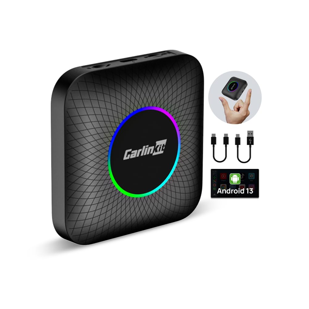 CarlinKit New Android 13 AI Box LED Ambient: Wireless CarPlay/Android Car Adapter, Qualcomm SM 6225.8GB+128GB, Support YouTube/Netflix/Disney+/OTA Upgrade
