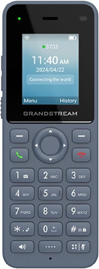 جراندستريم هاتف WP816 لاسلكي واي فاي IP مع نطاق مزدوج مدمج 802.11a/b/g/n/AC/AX ووقت تحدث 6 ساعات.