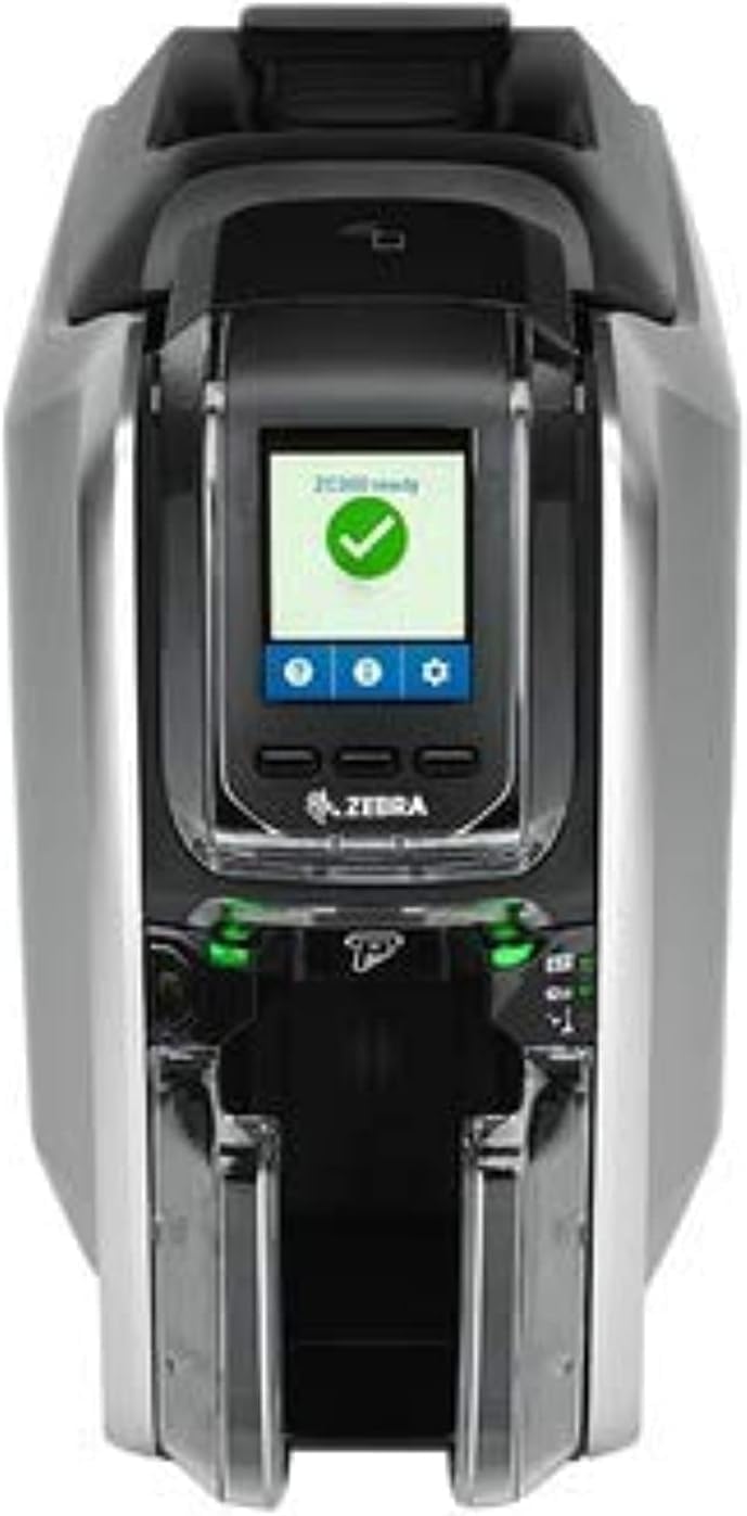 Zebra ZC300 Card Printer, Single-Sided Printing, UK/EU Cables, USB and Ethernet, Windows Driver. Part #ZC31-000C000EM00 + Color Ribbon 200 Images + 100 PVC CR80 Plastic Cards