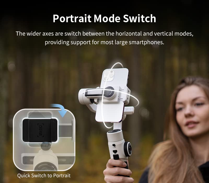 ZHIYUN Smooth 5S Combo Handheld Gimbal Stabilizer with Dual-Side Magnetic Lights for iPhone Smartphone Android Cell Phone - Portable Stabilizer for Vlogging, YouTube, Tiktok, Live Video